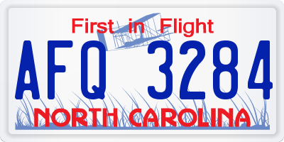 NC license plate AFQ3284