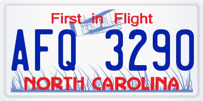 NC license plate AFQ3290