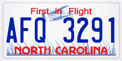 NC license plate AFQ3291