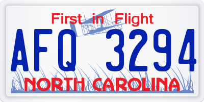 NC license plate AFQ3294