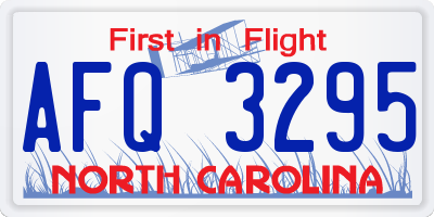 NC license plate AFQ3295