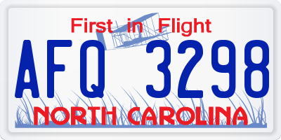 NC license plate AFQ3298