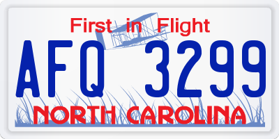 NC license plate AFQ3299