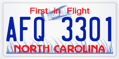 NC license plate AFQ3301