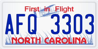 NC license plate AFQ3303