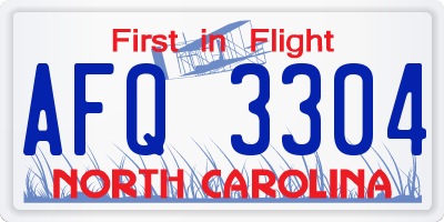 NC license plate AFQ3304