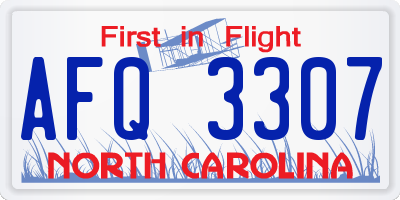 NC license plate AFQ3307