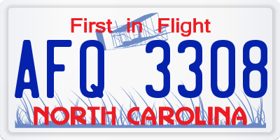 NC license plate AFQ3308