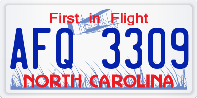 NC license plate AFQ3309