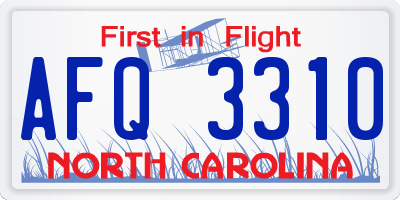 NC license plate AFQ3310