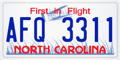 NC license plate AFQ3311