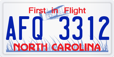NC license plate AFQ3312