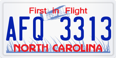 NC license plate AFQ3313