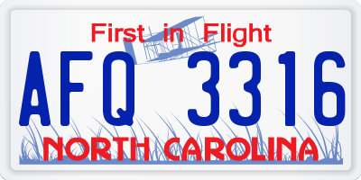 NC license plate AFQ3316