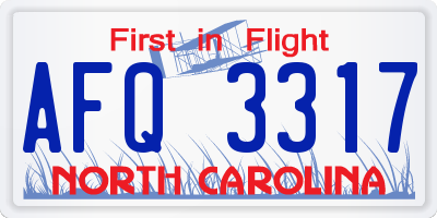 NC license plate AFQ3317