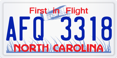 NC license plate AFQ3318