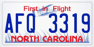 NC license plate AFQ3319