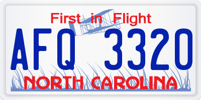 NC license plate AFQ3320