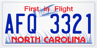 NC license plate AFQ3321