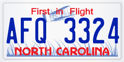NC license plate AFQ3324