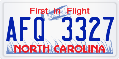 NC license plate AFQ3327