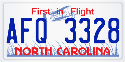 NC license plate AFQ3328