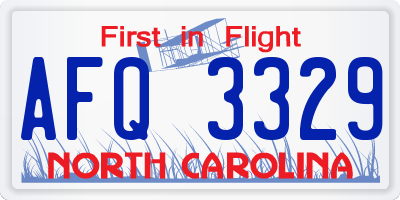 NC license plate AFQ3329