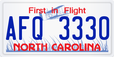 NC license plate AFQ3330