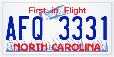 NC license plate AFQ3331