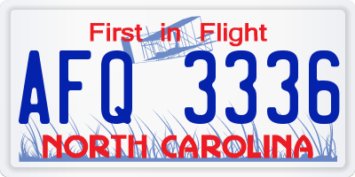 NC license plate AFQ3336