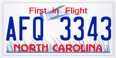 NC license plate AFQ3343