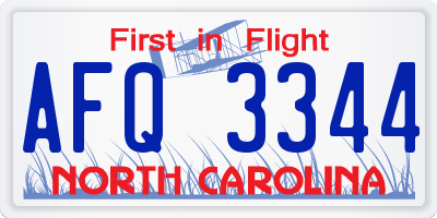NC license plate AFQ3344