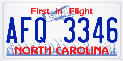 NC license plate AFQ3346