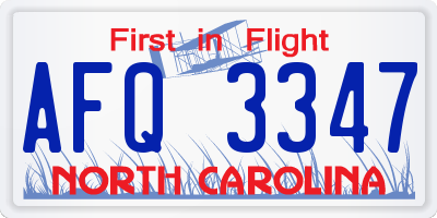 NC license plate AFQ3347