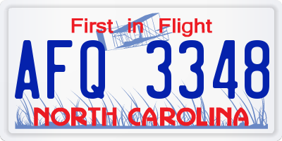 NC license plate AFQ3348