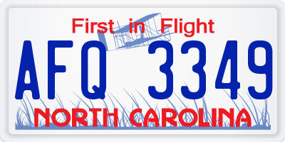 NC license plate AFQ3349