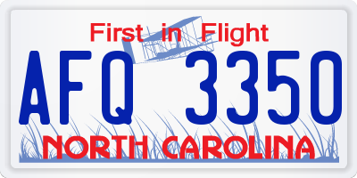 NC license plate AFQ3350