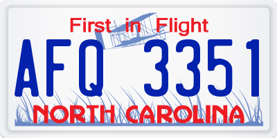 NC license plate AFQ3351