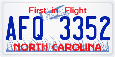 NC license plate AFQ3352