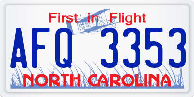 NC license plate AFQ3353
