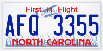 NC license plate AFQ3355