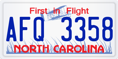 NC license plate AFQ3358