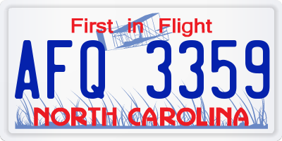 NC license plate AFQ3359