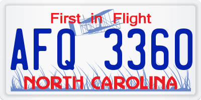 NC license plate AFQ3360