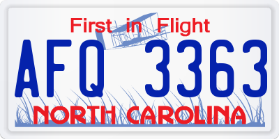 NC license plate AFQ3363