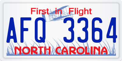 NC license plate AFQ3364