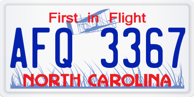NC license plate AFQ3367