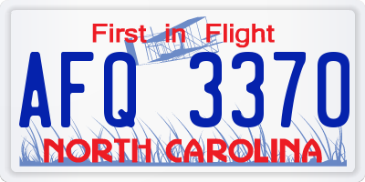 NC license plate AFQ3370