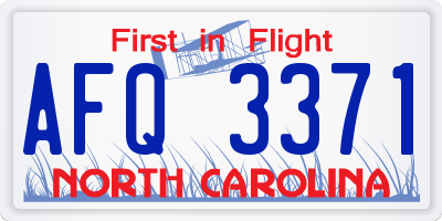 NC license plate AFQ3371
