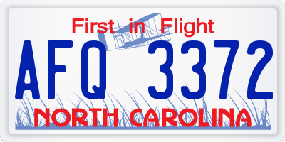 NC license plate AFQ3372